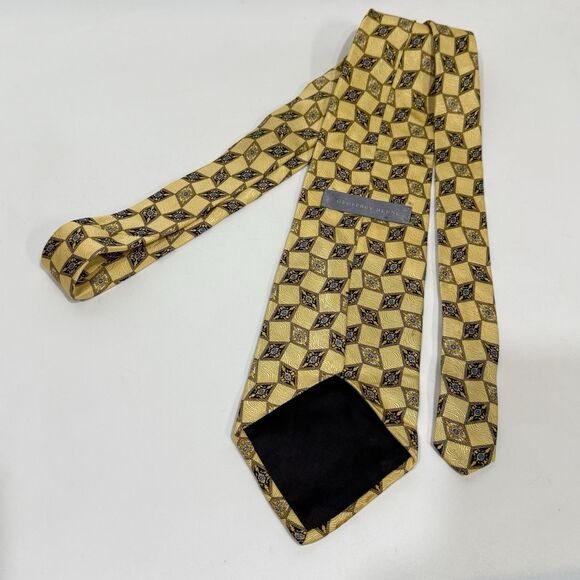 Geoffrey Beene Silk Tie Geometric Men Necktie Gold Color - Picture 10 of 15